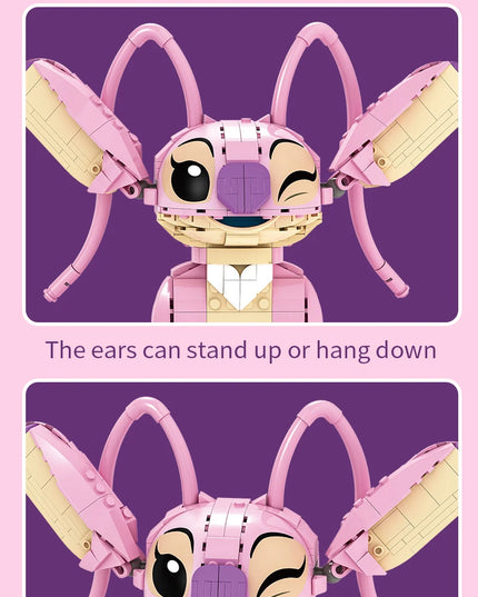 New Stitch Angel CP Building Blocks 2025 - Large Piece Cartoon Toys with Moving Ears Kids Assembly Gift for Boys Girls Birthday