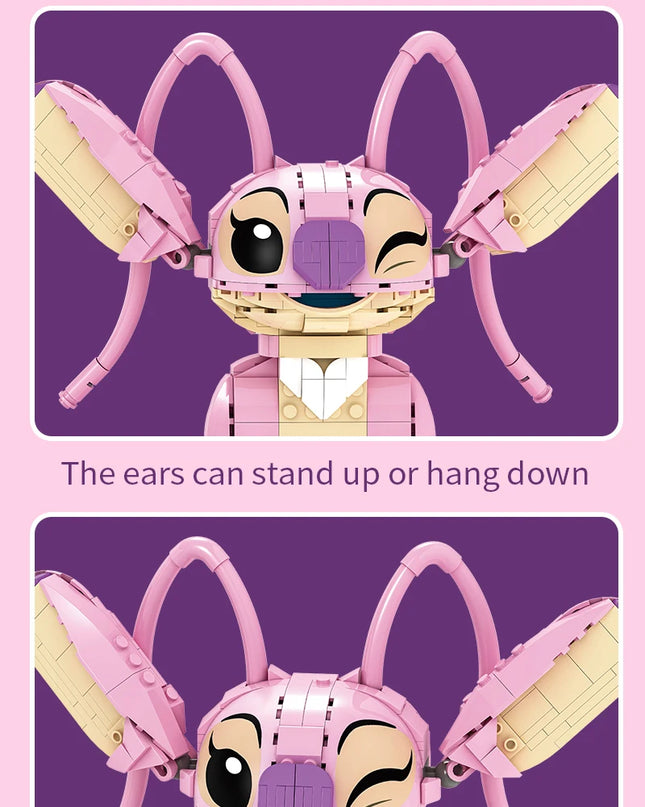 New Stitch Angel CP Building Blocks 2025 - Large Piece Cartoon Toys with Moving Ears Kids Assembly Gift for Boys Girls Birthday