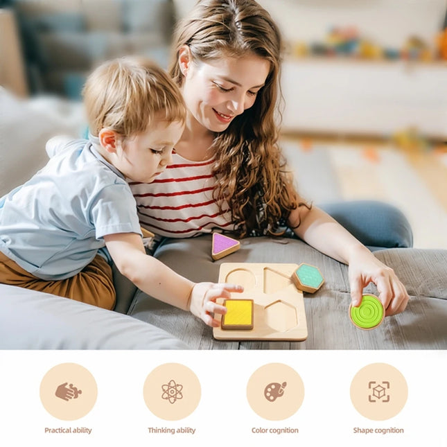Montessori Wood Toys 0-12Months Baby Colorful Geometry Grasping Board Toys Newborn Sensory Touch Shape Recognition Game Toy Gift