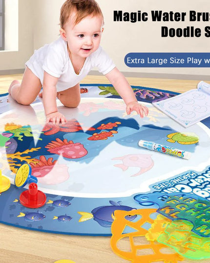 80x80CM Magic Water Drawing Mat Coloring Doodle Mat Montessori Painting Board Painting Pad Magic Pens Kids Educational Toy Gifts