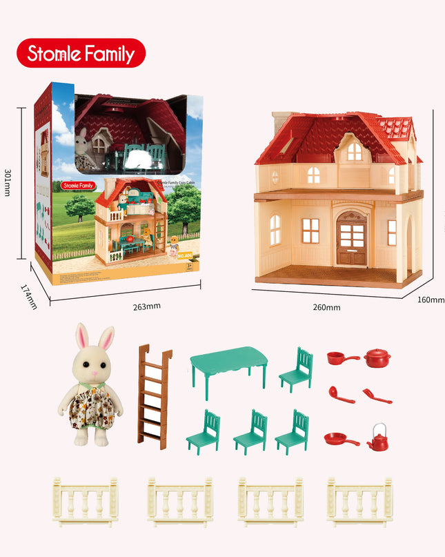2025 New simulation furniture toys gift simulation room forest family small west house rabbit animal model home play toys