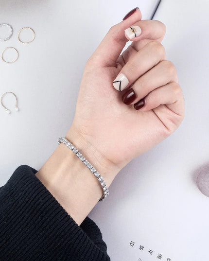 Lihong S925 Sterling Silver Bracelet Zirconia Tennis Ball Women Fashion Simple Engagement Wedding Charm Jewelry 4mm 16-20cm
