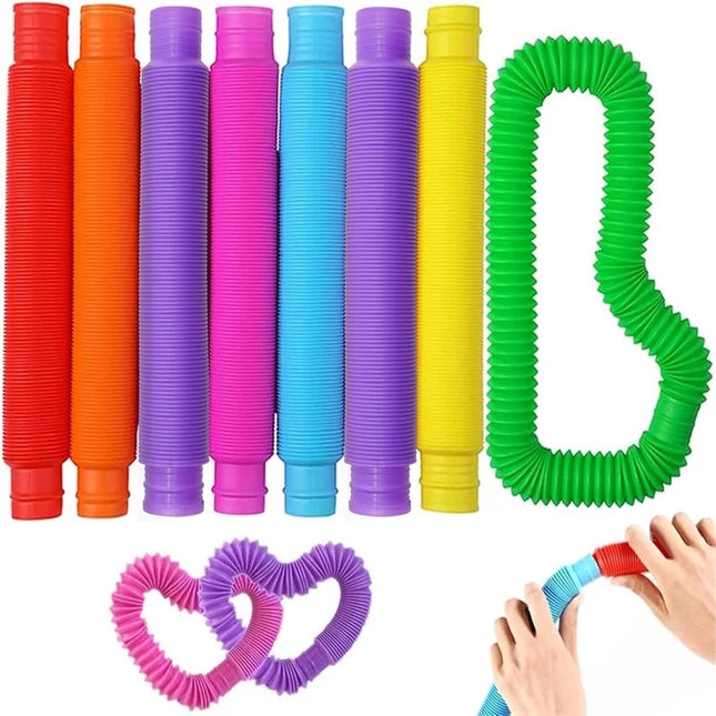 5/10 Pcs Pop Tubes Sensory Fidget Tubes with Autism Classroom Prizes Gifts Fidget Toy Sensory Learning Tubes for Anxiety