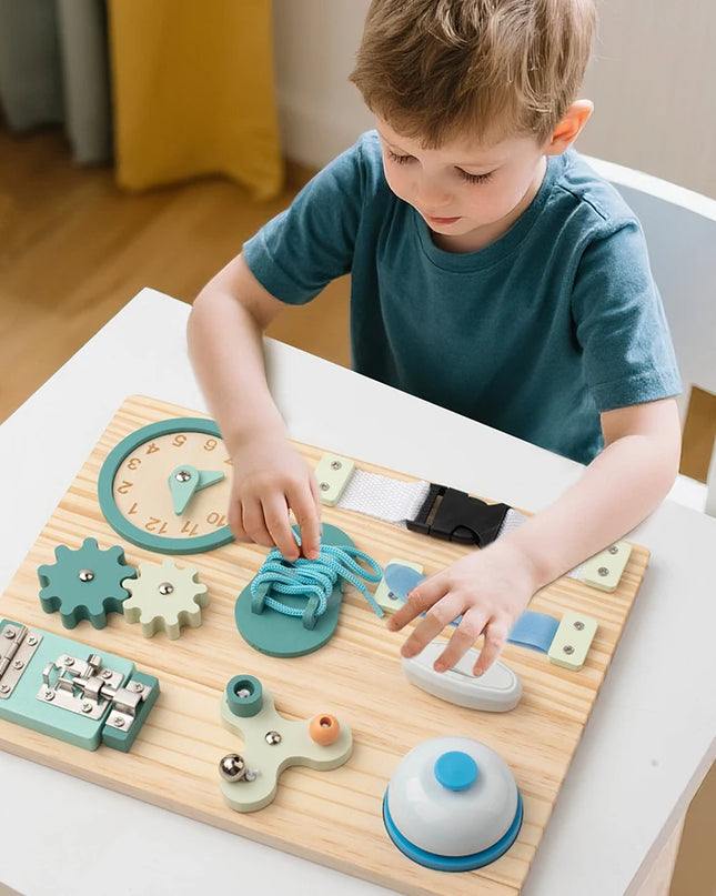 Montessori Busy Board for Toddlers Wooden Activity Sensory Board for Fine Motor Skills Travel Educational Learning  Toys for Kid
