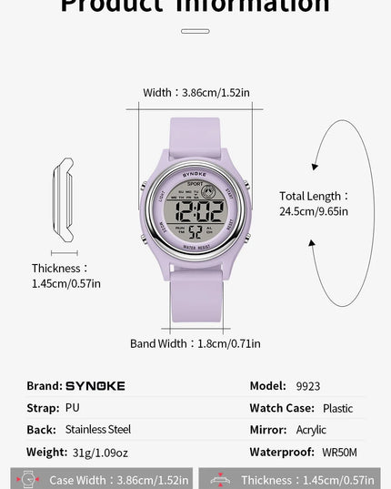 SYNOKE Colorful Children Seven Lights Watches Sport Students Digital Watch For Kids Waterproof Electronic Watch Shock Resist
