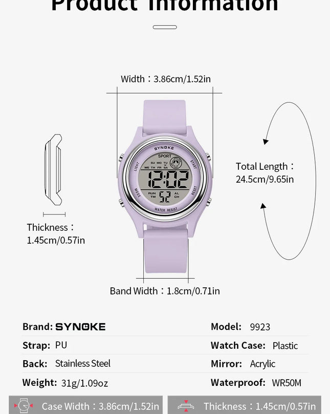 SYNOKE Colorful Children Seven Lights Watches Sport Students Digital Watch For Kids Waterproof Electronic Watch Shock Resist