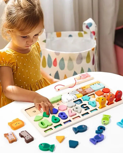 Montessori Wooden Toys Kids Busy Board Shape & Number Matching Digital Shape Educational Toys For Children Gifts