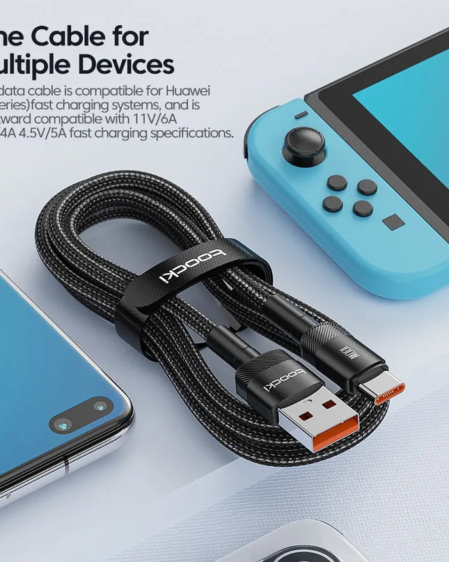 Toocki USB Type C Cable Fast Charging USB C Charger Cord For iPhone 15 14 13 12 11 Huawei P40 P30 Realme Oppo Oneplus Samsung