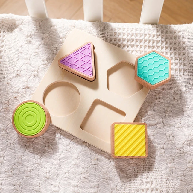 Montessori Wood Toys 0-12Months Baby Colorful Geometry Grasping Board Toys Newborn Sensory Touch Shape Recognition Game Toy Gift