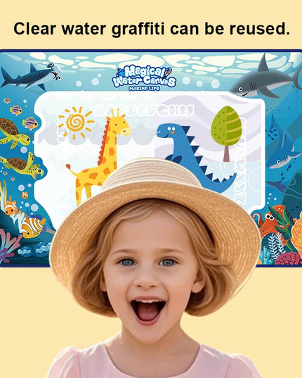 100*80CM Magic Water Doodle Mat for Kids - Reusable Waterproof Drawing Board with Magic Pens, Educational Art Toy for kids