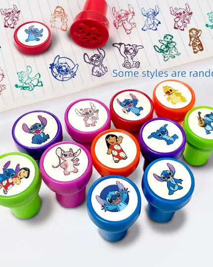 12PCS Cartoon Lilo & Stitch Seal Gift Stitch Cartoon Pattern Seal Kindergarten Rewards Stamps Christmas Gift