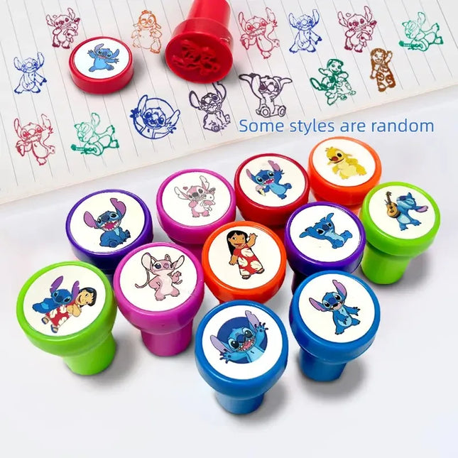 12PCS Cartoon Lilo & Stitch Seal Gift Stitch Cartoon Pattern Seal Kindergarten Rewards Stamps Christmas Gift