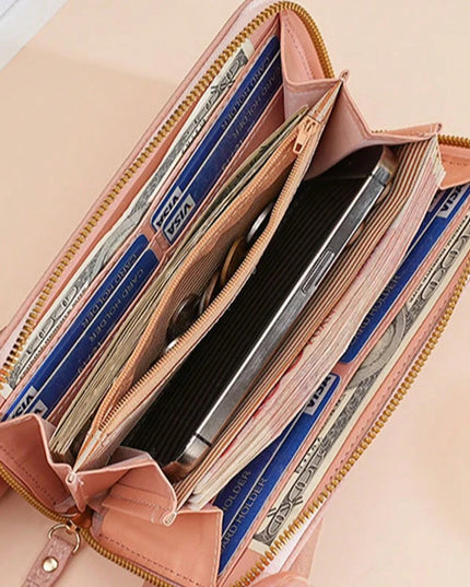 Stitch Long Zip Wallet with Stitch Print & Wrist Strap, Multi-Card Cute Cartoon Pattern Soft Texture Wallet for Women, 4 Colors