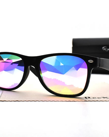 Classic Square Party Sunglasses Women Men Fashion EDM Light Diffraction Futuristic Rave Festival Sun Glasses Psychedelic Prism