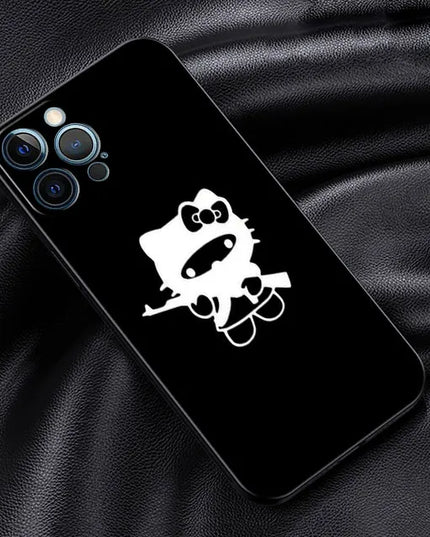 Phone Case For iPhone 11 12 13 14 Pro Max Mini XS XR X 8 7 6S 6 15 se Plus Black Silicone Cover Fundas Cute Cool Hello Kitty Cat