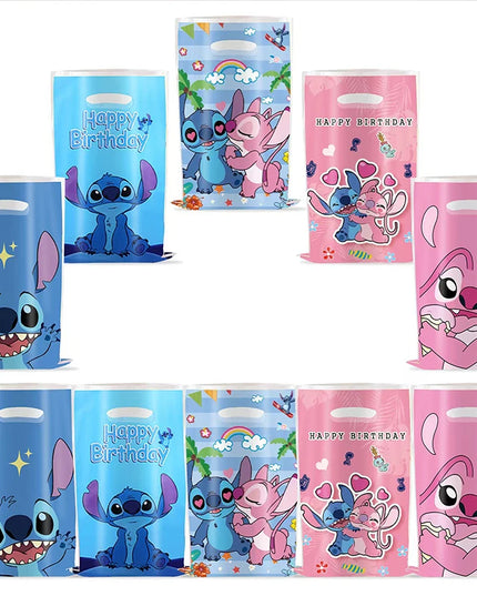 30pcs Blue Pink Stitch Party Gift Bags with Handles Lilo & Stitch Themed Party Favors Bags Baby Shower Kids Birthday Party Decor