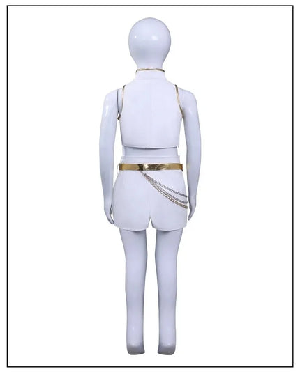 IN STOCK Rumi Mira Zoey White Leather Singing Suit Costume Set Halloween Carnival Role Play Party For Girls
