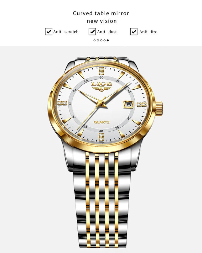 LIGE New Waterproof Watches Women Fashion Women's Bracelet Watch Top Brand Luxury Date Quartz Watch for Women Relogio Feminino