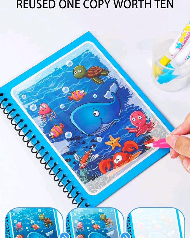Magical Book Water Drawing Montessori Toys Reusable Coloring Book Magic Water Drawing Book Sensory Early Education for Children