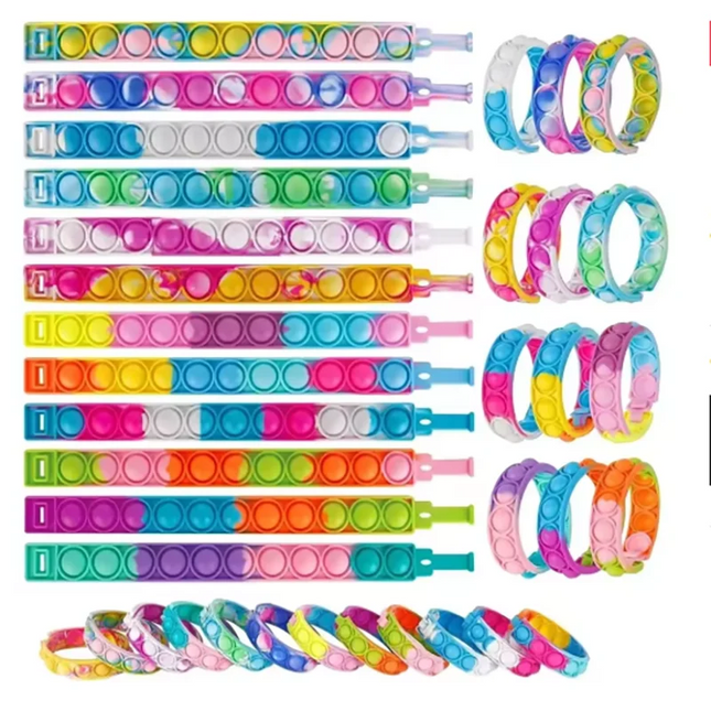 Fidget Toys Pop Bracelet Party Favors Bubble Bracelets Push Poping Sensory Stress Reliever Toys for Kids Children Gifts