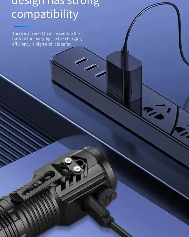 LED Strong Light Flashlight Rechargeable Multi functional for Long Range Portable Outdoor Home Mini Flashlight Cap Clip Light