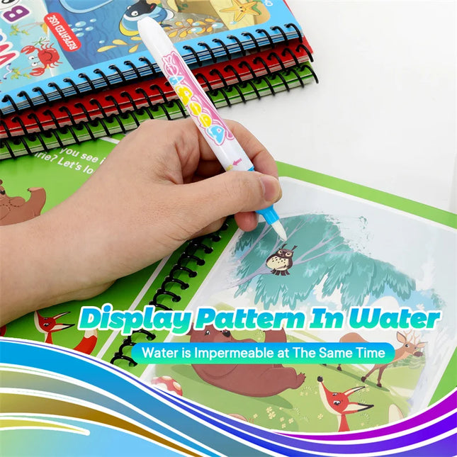Montessori Toys Reusable Coloring Book Magic Water Drawing Book for Kids Toddler Toy Painting Book Educational Toys for Children