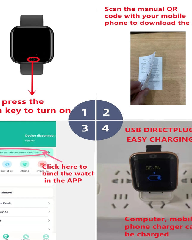 Smartwatch Men Women Wristwatches Smart Watch Message Fitness Monitor Bracelet Birthday Gift Electronic Clock For Android IOS