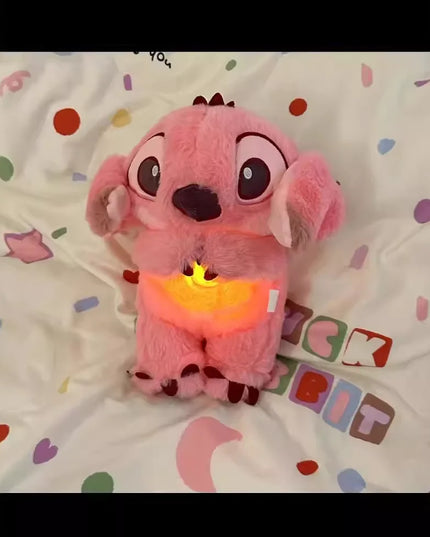 Stitch Anime Plush Doll With Lighting Music Airbag Kawaii Appease Toy Baby To Soothe Sleep Peluche For Kids Gift