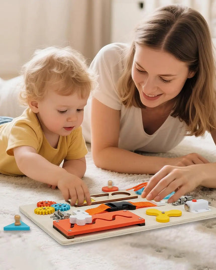 Montessori Busy Board for Toddlers Wooden Activity Sensory Board for Fine Motor Skills Travel Educational Learning  Toys for Kid