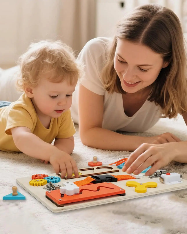 Montessori Busy Board for Toddlers Wooden Activity Sensory Board for Fine Motor Skills Travel Educational Learning  Toys for Kid