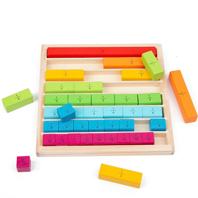 Wooden Montessori Teaching Aids Math Toys Color Fraction Sticks Kindergarten Early Education Learning Educational Toys For Kids