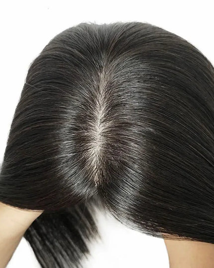 6x6 inch Human Hair Silk Topper With 2CM PU Around Virgin Human Hair Topper Straight For Women