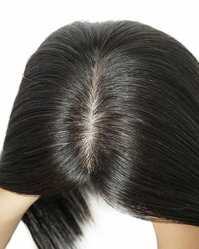 6x6 inch Human Hair Silk Topper With 2CM PU Around Virgin Human Hair Topper Straight For Women