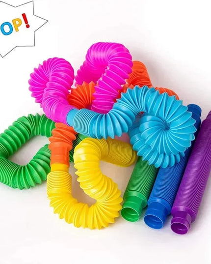 6 12 18 24 30 Pcs Pop Tubes Sensory Toys Fidget Stress Relief Decompression Finger Squeeze Toy Telescopic Tube for Kids Teenager