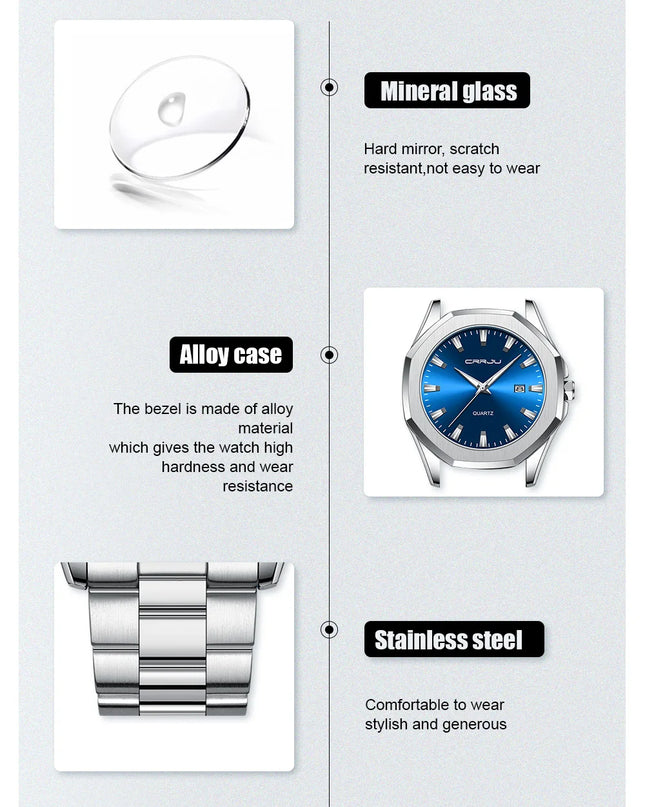 Watches for Men Classic with Date Business Dress Luxury Waterproof Luminous Mens Wrist Watch Analog Stainless Steel Men Watch