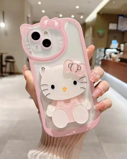 Sanrio Hello Kitty make-up mirror phone case for iPhone 16 case protective cover fall-proof transparent premium feeling