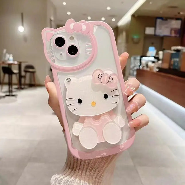 Sanrio Hello Kitty make-up mirror phone case for iPhone 16 case protective cover fall-proof transparent premium feeling