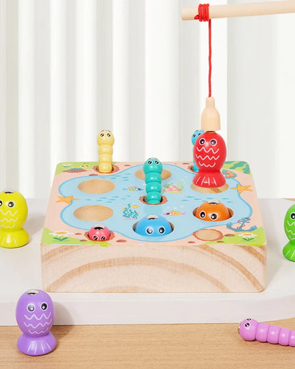 Wooden Fishing Game Toys Children Early Education Color Cognitive Toy Kids Interactive Games Toys for Gifts Fine Motor Skill