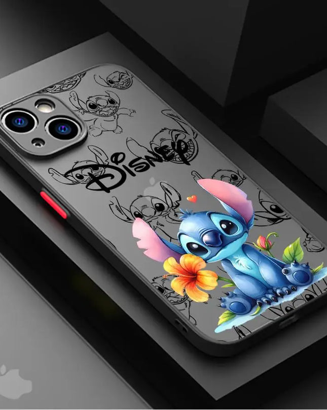 Shockproof Case For Apple iPhone 11 13 15 14 16 Pro Max 12 Mini 7 8 Plus XR X XS Matte Funda Phone Cover Cute Cartoon Stitch