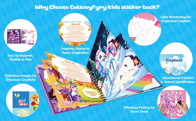 Montessori Sticker Book By Number For Kids Ages 3-8, Educational Busy Puzzle Book With Story, Creative Toys For Toddlers Gift
