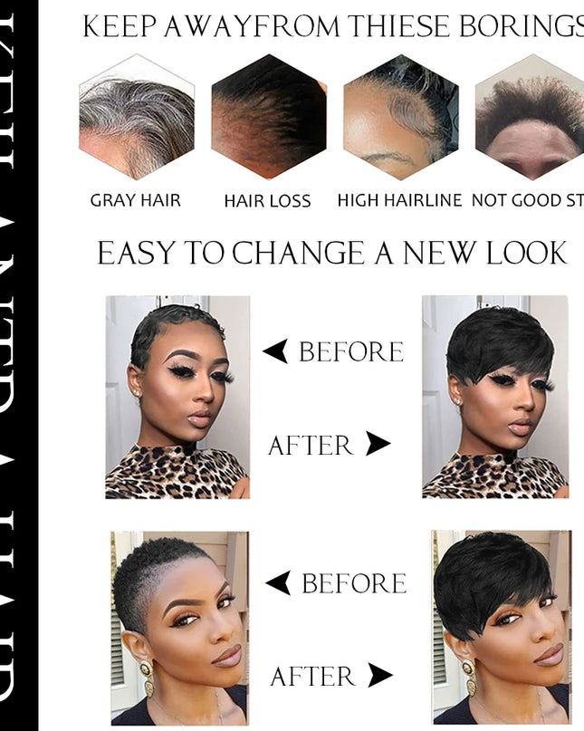 Short Human Hair Wigs for Black Women Pixie Cut Wig Human Hair Wig Glueless Wigs for Women Short Pixie Straight Human Hair Wigs