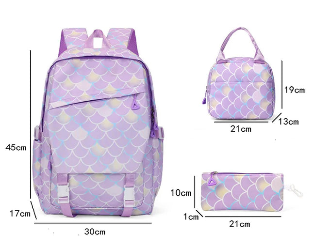 3pcs Hello Kitty Colorful Backpack with Lunch Bag Rucksack Casual School Bags for Boys Girls Women Student Teenagers Sets