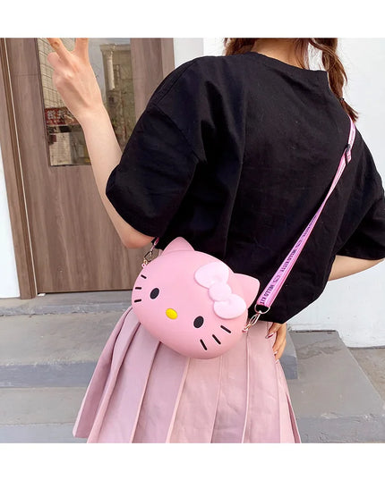 Hello Kitty Silicone Crossbody Bags Women Girls Kawaii 11cm/19cm Messenger Bag 3d Shoulder Small Purse Phone Bag Girlfriend Gift