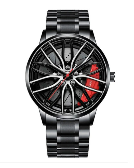 Car Watches For Men,Waterproof Stainless Steel Quartz Wrist Watch Sports Men’s Watches With Car Wheel Rim Hub Design