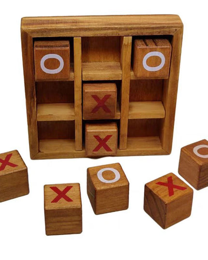 Wooden Tic Tac Toe Board Game XO Chess IQ Logic Toys Parent Child Interaction Party Spiele Juegos De Mesas Para Toda La Familia