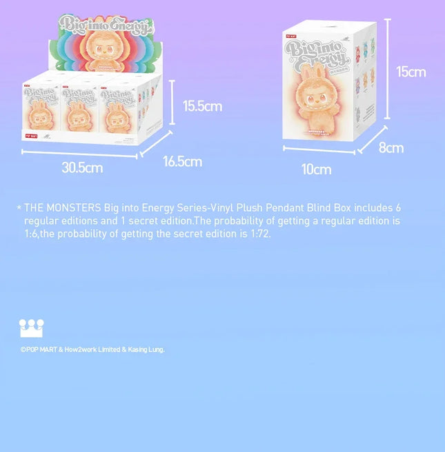 POP MART Cute Decoration The Monsters Plush Doll  Blind mystery Box Big into Energy Series V3.0 Toy For Collection Home Labubu