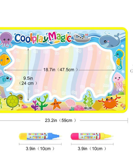 Animal Themes Rainbow Water Drawing Mat with 2 Pens Kids Water Doodle Mat Coloring Books Water Painting Rug Xmas Gift for Kids