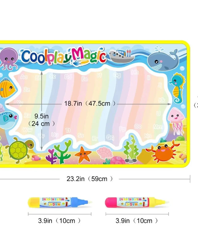 Animal Themes Rainbow Water Drawing Mat with 2 Pens Kids Water Doodle Mat Coloring Books Water Painting Rug Xmas Gift for Kids
