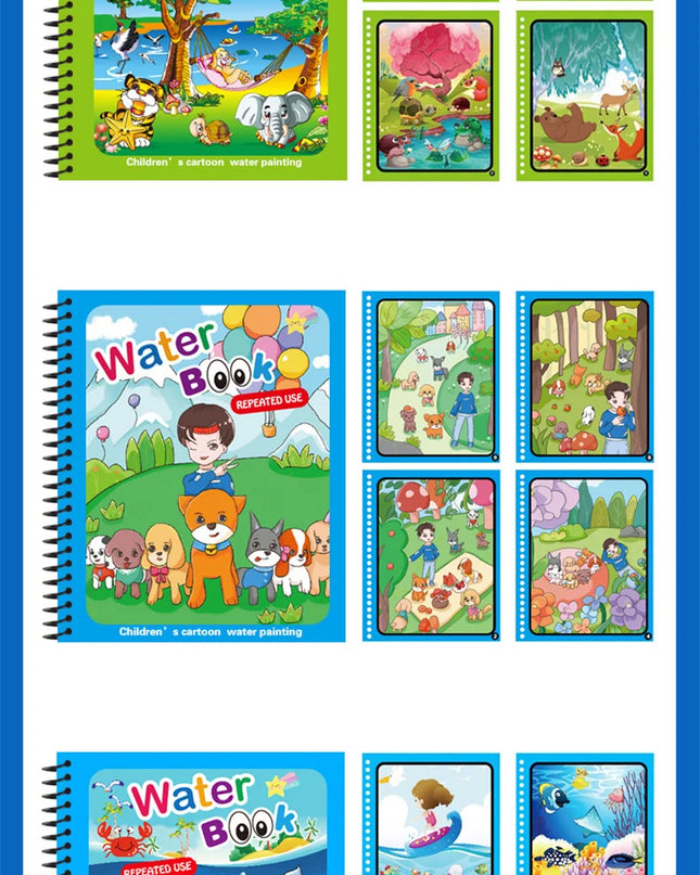 Montessori Toys Reusable Coloring Book Magic Water Drawing Book for Kids Toddler Toy Painting Book Educational Toys for Children
