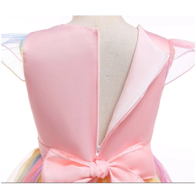 Kids Unicorn Dress for Girls Party Dresses Flower Appliques Ball Gown Little Girl Princess Costumes Summer Children Dresses